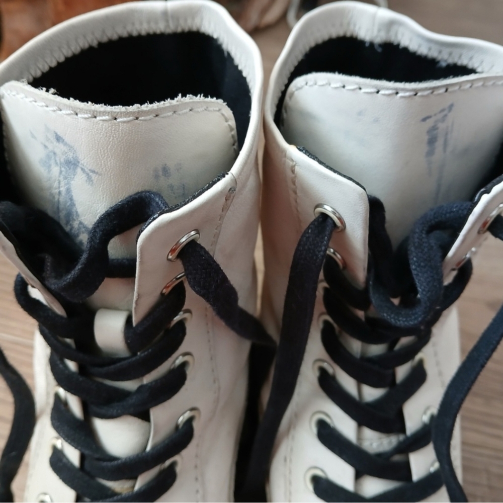 RAG & BONE Shiloh White LEATHER Lace Up COMBAT BOOTS Women's Shoe Size 7.5 38 - Picture 8 of 10